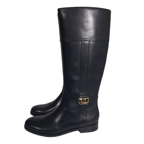 Lauren Ralph Lauren Shoes - Lauren Ralph Lauren Berdie Black 100% Leather Riding Boots Sz 5.5B, 10B